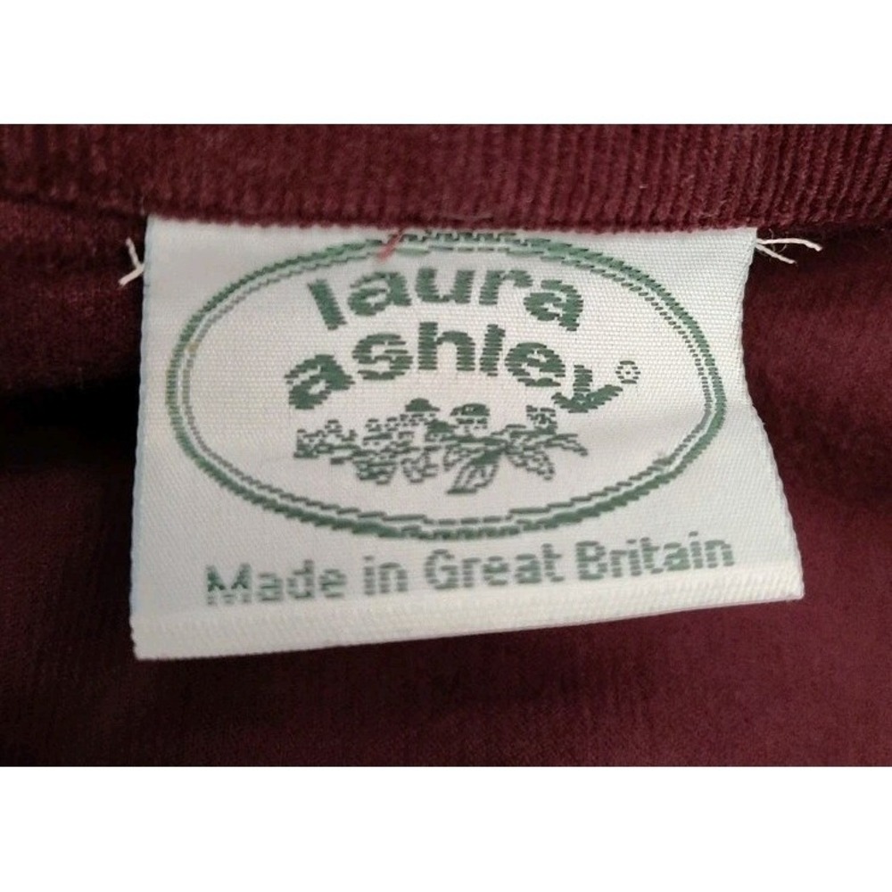 Laura Ashley Vintage Corduroy Midi Dress Sz 8 Modest Burgundy Purple Puff Sleeve - Picture 9 of 16